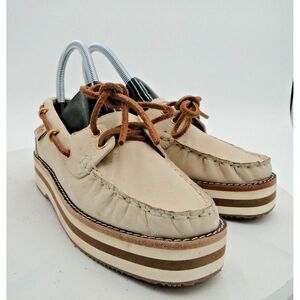 Tory Burch Joey Flat Form‎ Boat Shoe Nubuck Comfort size 5M